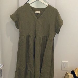 Universal thread olive green linen dress xs